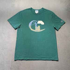 Champion Men’s Large Green Graphic T Shirt Big C Logo Short Sleeve Crew Neck Tee